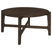 Cota - Round Solid Wood Coffee Table - Dark Brown - JaxCo Furniture