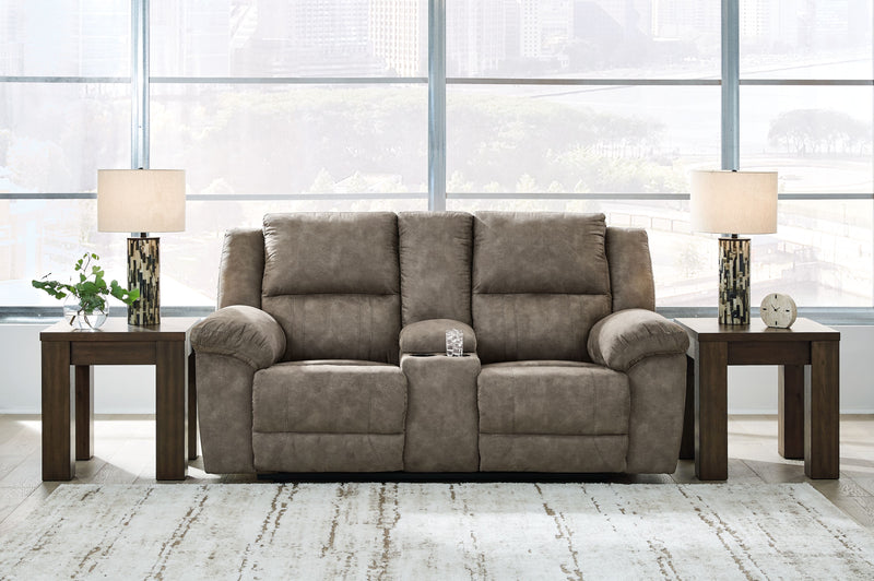 Laresview - Fossil - Dbl Reclining Loveseat with Console - JaxCo Furniture