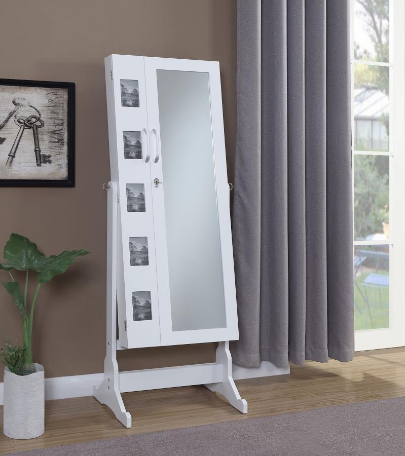 Doyle - Cheval Mirror With Jewelry Storage - White - JaxCo Furniture