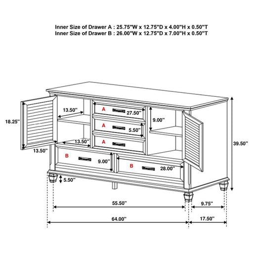 Franco - 5-Drawer Dresser - JaxCo Furniture