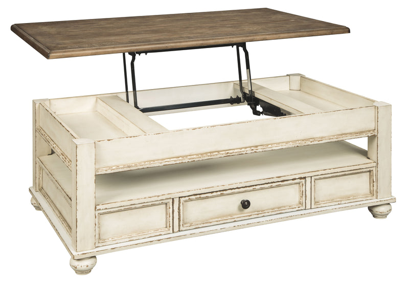Realyn - White / Brown - Lift Top Cocktail Table - JaxCo Furniture