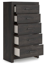 Hollivern - Dark Gray - Five Drawer Chest - JaxCo Furniture