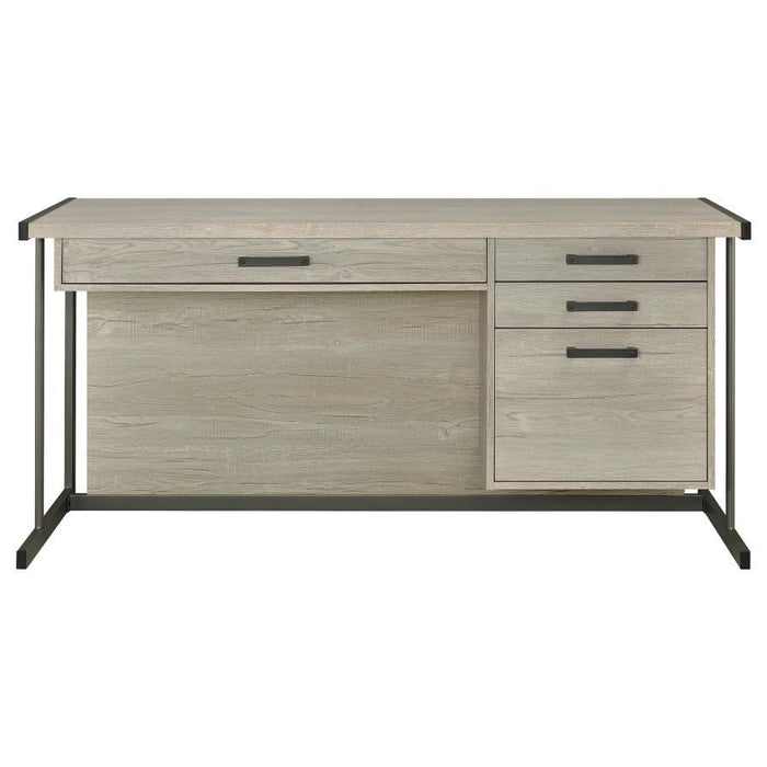 Loomis - 4-Drawer Computer Desk - Whitewashed Gray - JaxCo Furniture