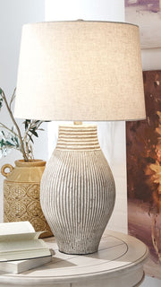 Layal - Beige - Paper Table Lamp - JaxCo Furniture