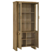Adina - Tall Display Cabinet - Distressed Light Brown - JaxCo Furniture