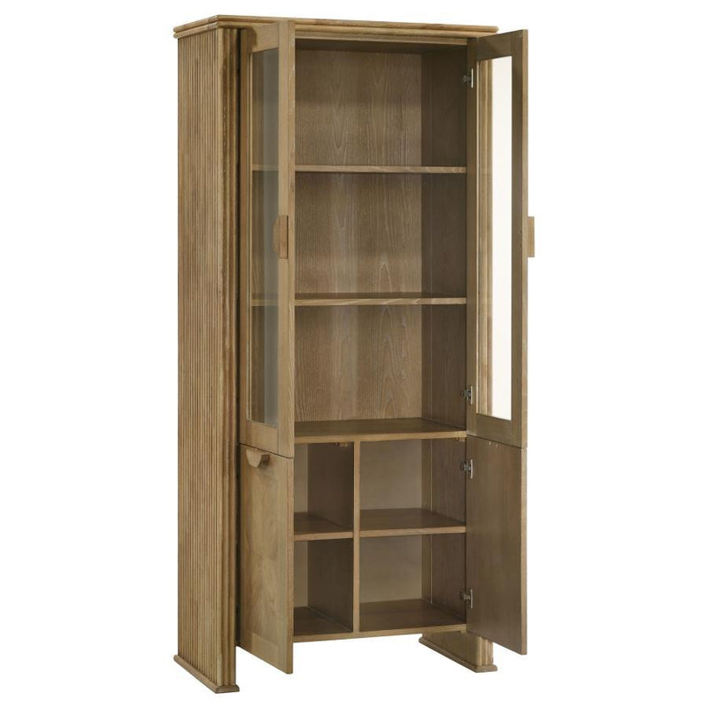 Adina - Tall Display Cabinet - Distressed Light Brown - JaxCo Furniture