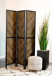 Marlene - 3-Panel Room Divider Folding Screen - Rustic Tobacco - JaxCo Furniture