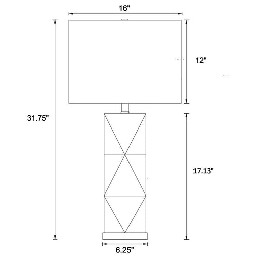 Camie - Rectangular Shade Geometric Table Lamp - White - JaxCo Furniture