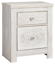 Paxberry - Whitewash - Two Drawer Night Stand - JaxCo Furniture