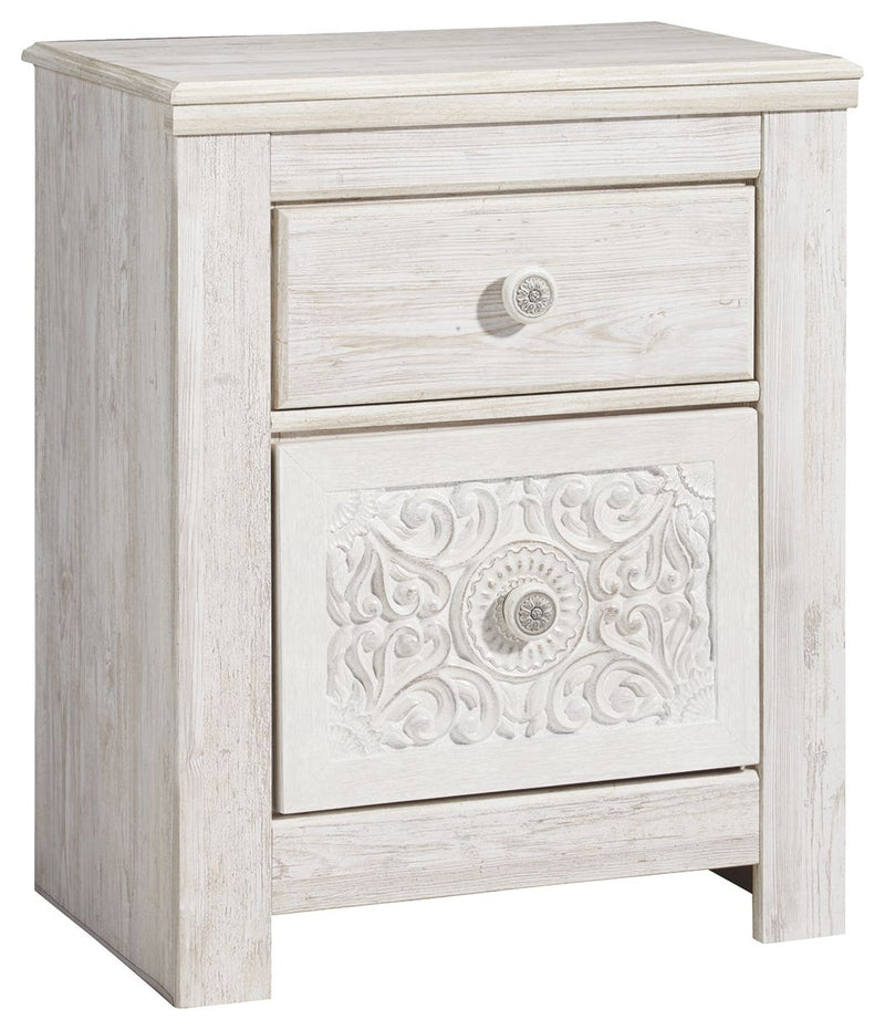 Paxberry - Whitewash - Two Drawer Night Stand - JaxCo Furniture