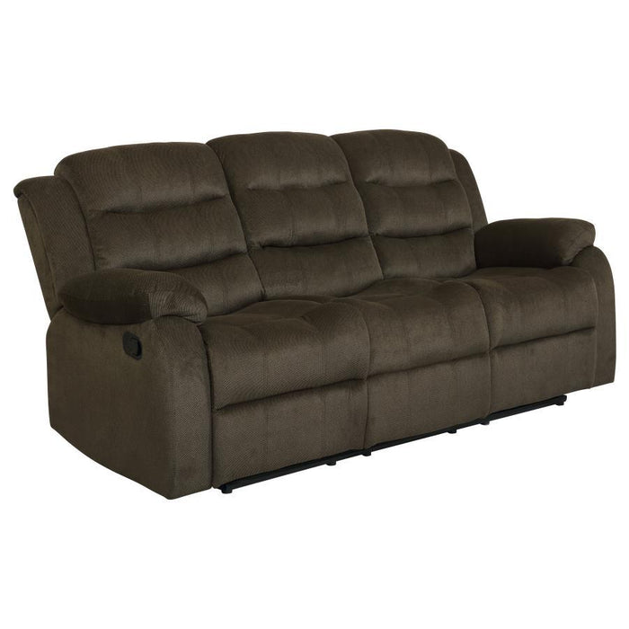 Rodman - Upholstered Padded Arm Reclining Sofa - Olive Brown - JaxCo Furniture