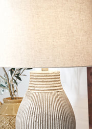 Layal - Beige - Paper Table Lamp - JaxCo Furniture
