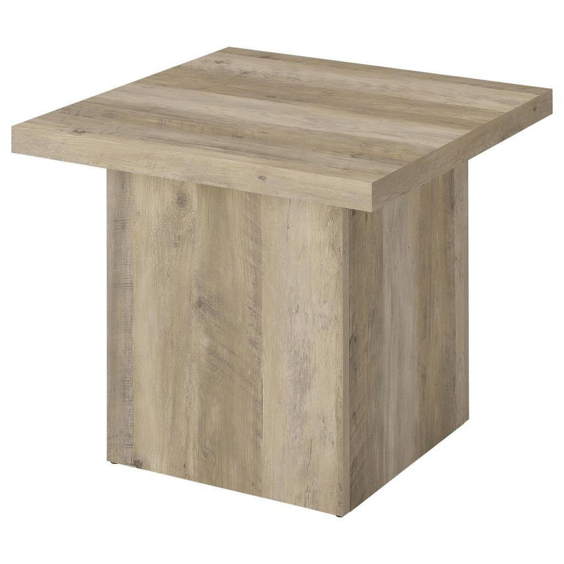 Devar - Square Engineered Wood End Table - Distressed Pine - JaxCo Furniture