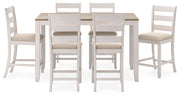Skempton - White / Light Brown - Counter Height Dining Table and Bar Stools (Set of 7) - JaxCo Furniture