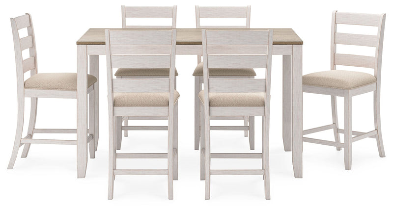 Skempton - White / Light Brown - Counter Height Dining Table and Bar Stools (Set of 7) - JaxCo Furniture