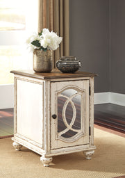Realyn - White / Brown - Chair Side End Table - Insert Mirror - JaxCo Furniture