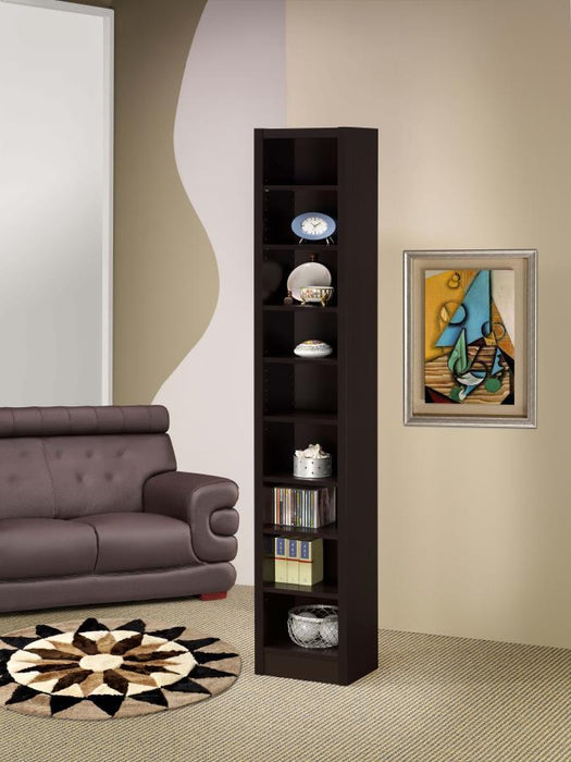 Eliam - 9-Shelf Bookcase - Cappuccino - JaxCo Furniture