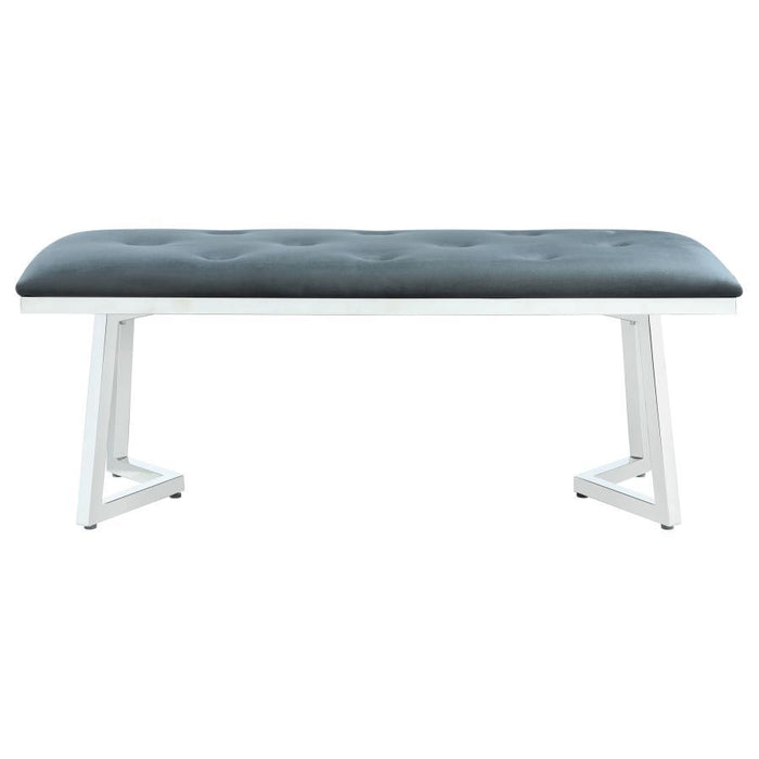 Beaufort - Velvet Upholstered Dining Bench - Steel Gray - JaxCo Furniture