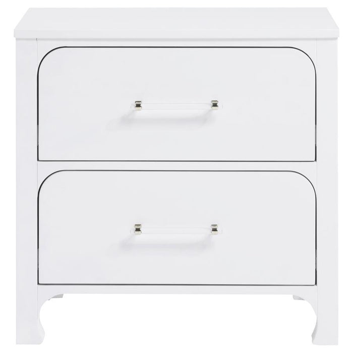 Anastasia - 2-Drawer Nightstand - Pearl White - JaxCo Furniture