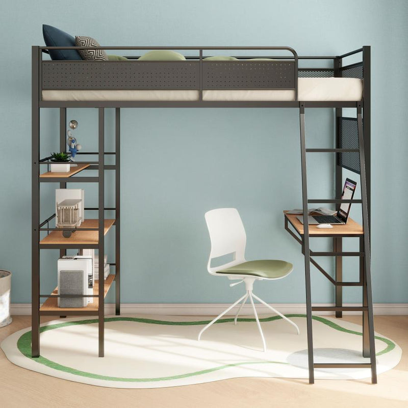 Campus - 3-Shelf Metal Twin Workstation Loft Bed - JaxCo Furniture