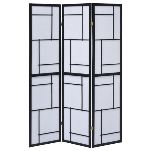 Damis - 3-Panel Room Divider Folding Shoji Screen - Black - JaxCo Furniture