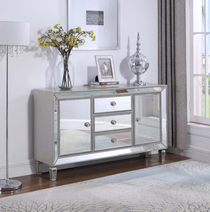 Leticia 3-Drawer Mirrored Storage Accent Cabinet - Silver - JaxCo Furniture