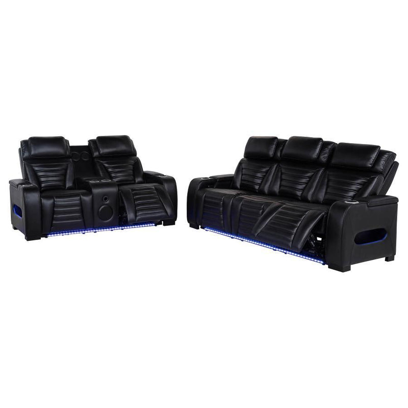 Zuma - Faux Leather Dual Power LED Sofa Set - JaxCo Furniture