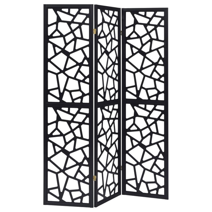 Nailan - 3-Panel Room Divider Folding Screen Open Mosaic - Black - JaxCo Furniture