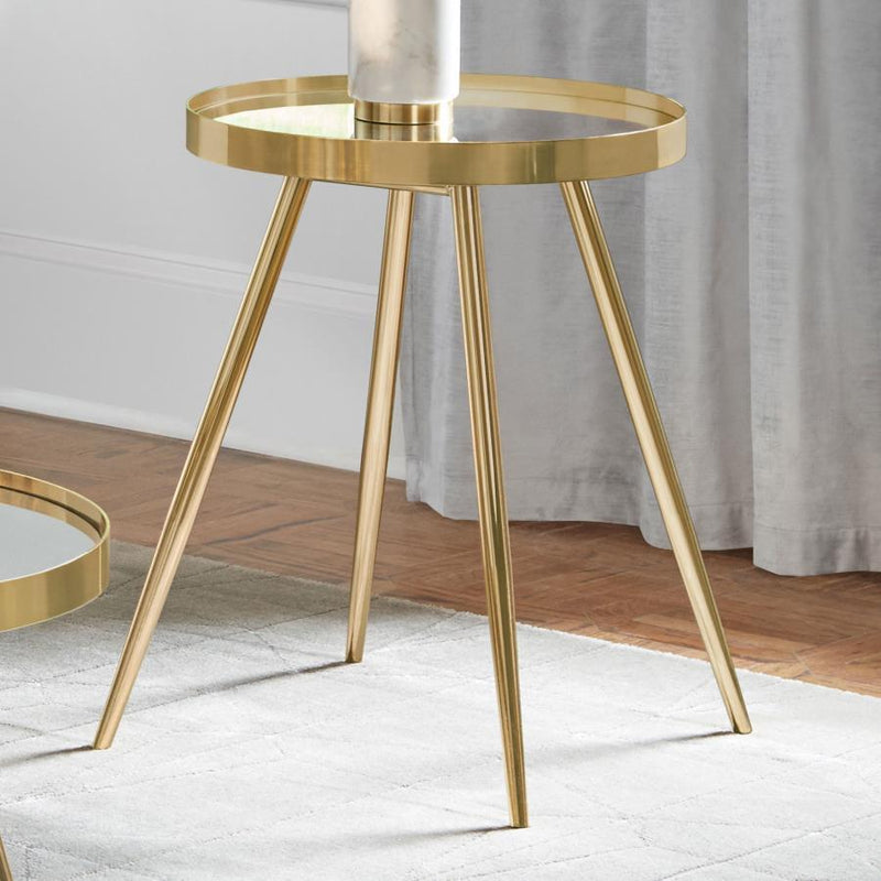 Kaelyn - Round Mirror Top End Table - JaxCo Furniture