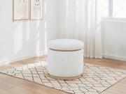 Remuda - Boucle Upholstered Round Storage Ottoman - Ivory - JaxCo Furniture