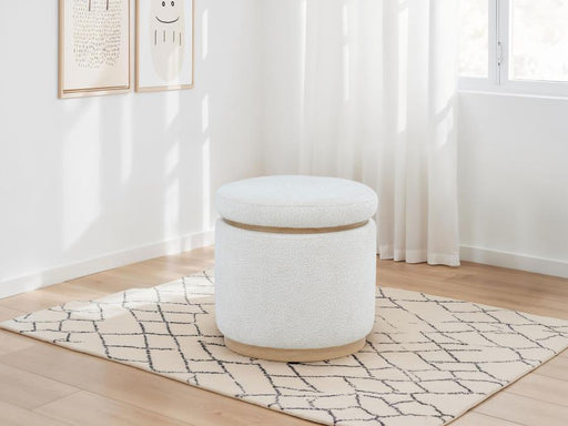 Remuda - Boucle Upholstered Round Storage Ottoman - Ivory - JaxCo Furniture