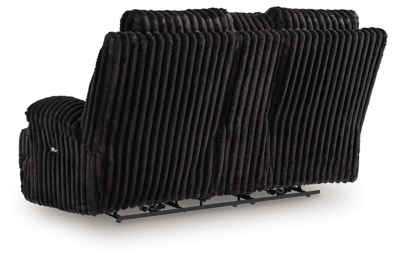 Rhine Falls - Onyx - Double Reclining Power Loveseat With Console - JaxCo Furniture