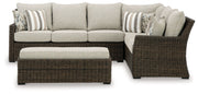 Brook Ranch - Brown - Sofa Sectional, Bench With Cushion (Set of 3) - JaxCo Furniture