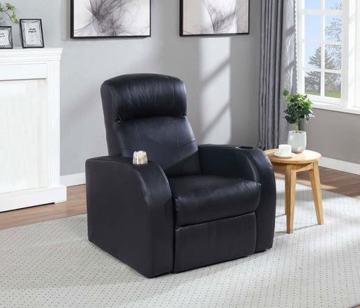 Cyrus - Upholstered Track Arm Recliner - Black - JaxCo Furniture