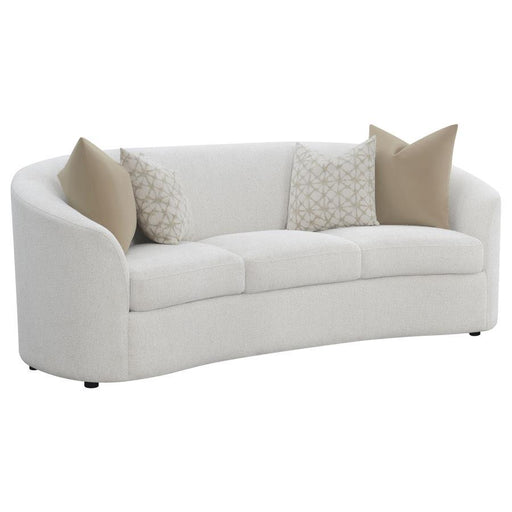 Rainn - Boucle Upholstered Sloped Arm Sofa - Latte - JaxCo Furniture