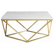 Meryl - Square Faux Marble Top Coffee Table - White And Gold - JaxCo Furniture