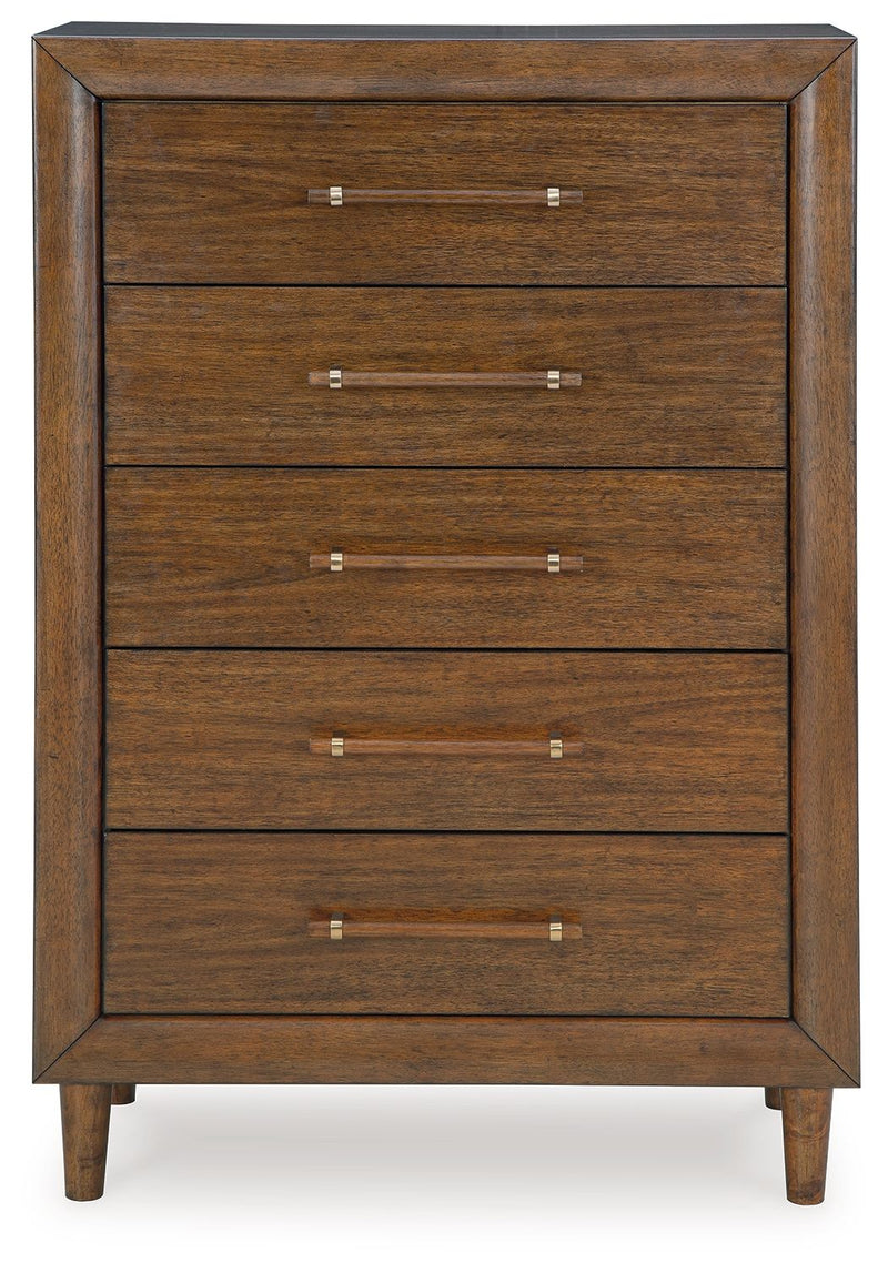 Lyncott - Brown - Five Drawer Chest - JaxCo Furniture