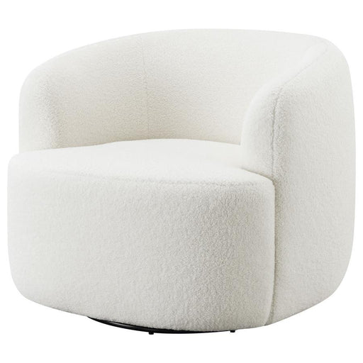 Hudson - Faux Sheepskin Upholstered Swivel Chair - Natural - JaxCo Furniture