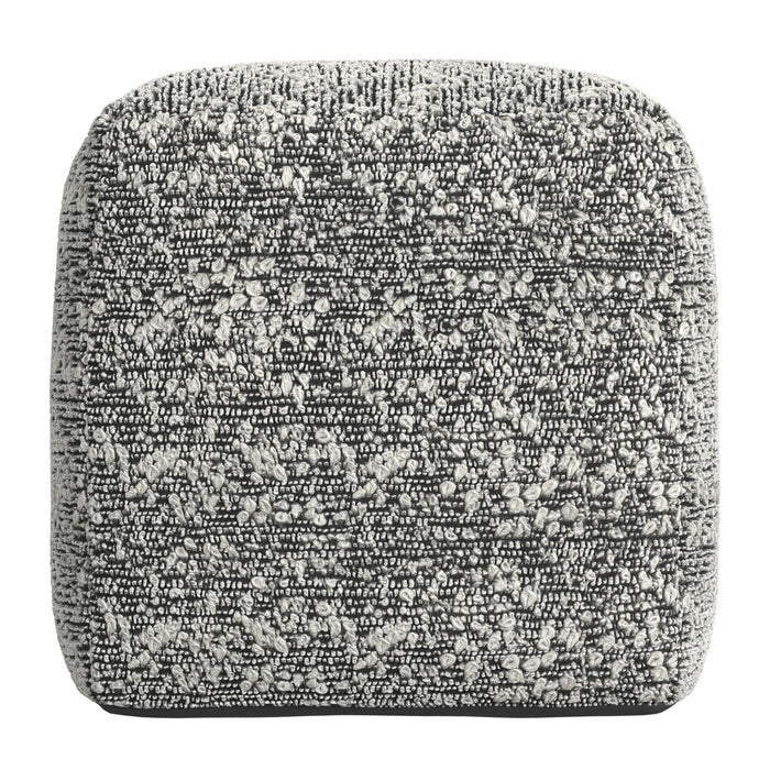 Nahara - Boucle Woven Square Pouf - Black - JaxCo Furniture