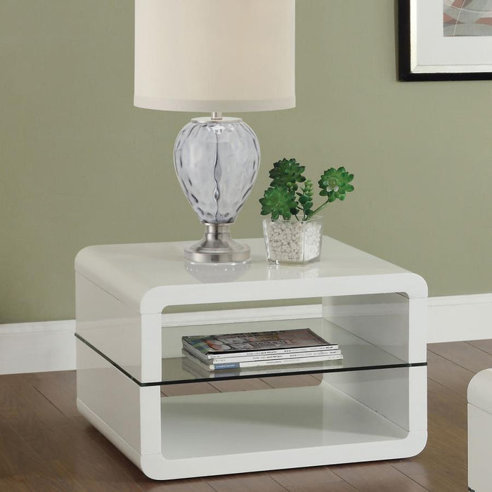 Elana - 1-Shelf Rectangular Side End Table - White High Gloss - JaxCo Furniture