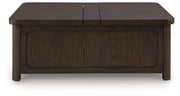 Breckington - Dark Brown - Cocktail Table With Storage - JaxCo Furniture