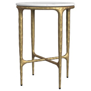 Baldwin - Round Marble Top Side Table - White And Gold - JaxCo Furniture