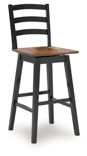 Wildenauer - Tall Swivel Barstool (Set of 2) - Brown / Black - JaxCo Furniture