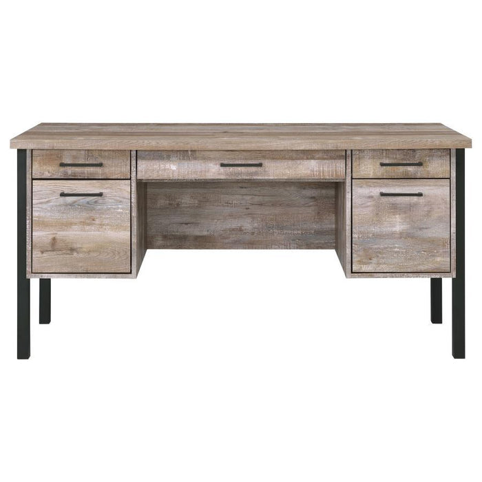 Samson - 4-Drawer Office Computer Desk - Weathered Oak - JaxCo Furniture