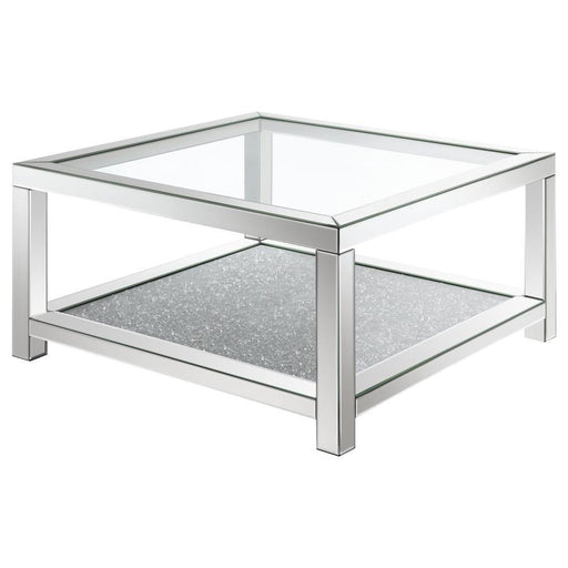 Valentina - 1-Shelf Square Glass Top Coffee Table - Silver - JaxCo Furniture