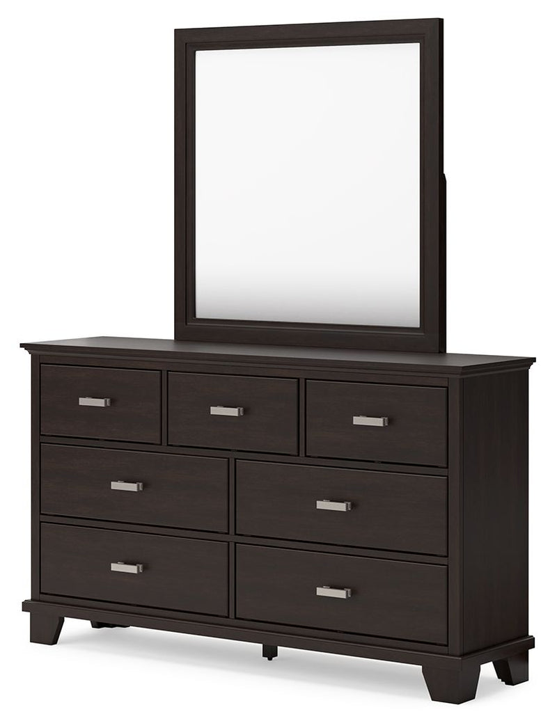 Covetown - Dark Brown - Dresser And Mirror - JaxCo Furniture