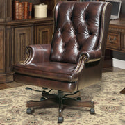Dc#112 - Leather Desk Chair - Havana With Brown Base - JaxCo Furniture
