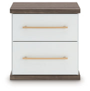 Kendanport - Brown / White - Two Drawer Night Stand - JaxCo Furniture
