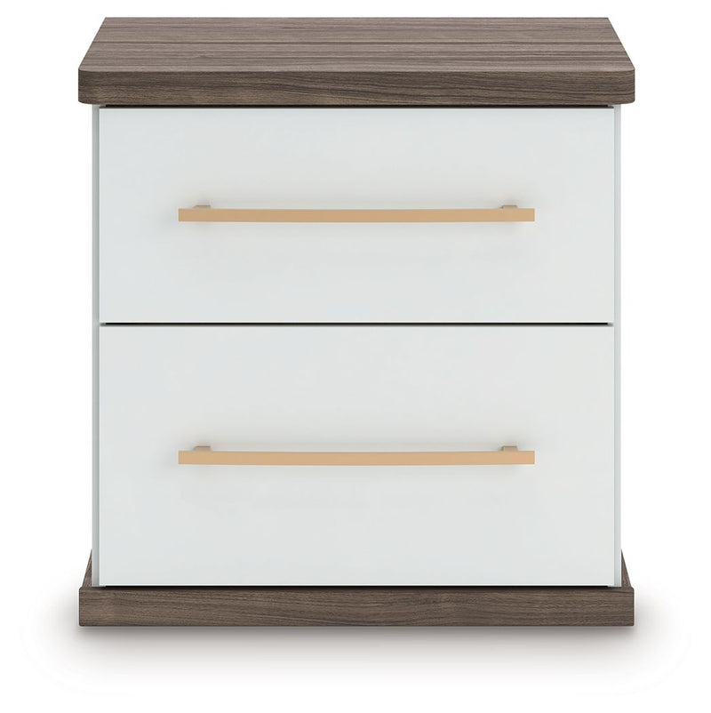 Kendanport - Brown / White - Two Drawer Night Stand - JaxCo Furniture