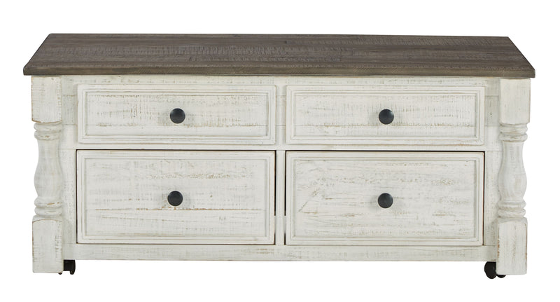 Havalance - White / Gray - Lift Top Cocktail Table with Storage Drawers - JaxCo Furniture